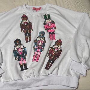 Simply Southern White Sweatshirt with Sequin Nutcracker Design